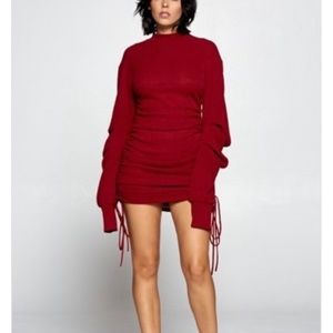 Burgundy mini sweater dress